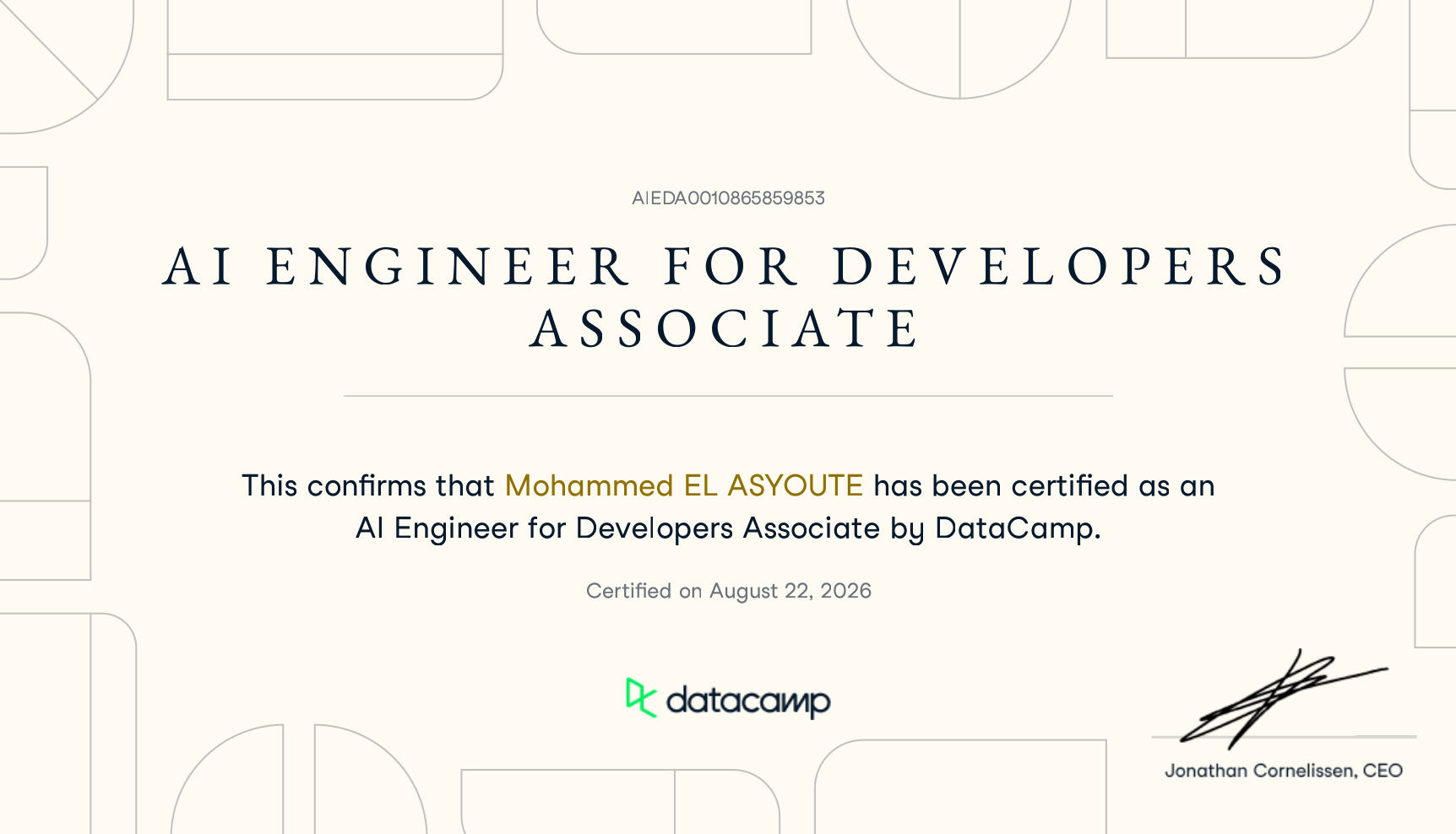 Associate AI Engineer For Developpers Certificate certificate